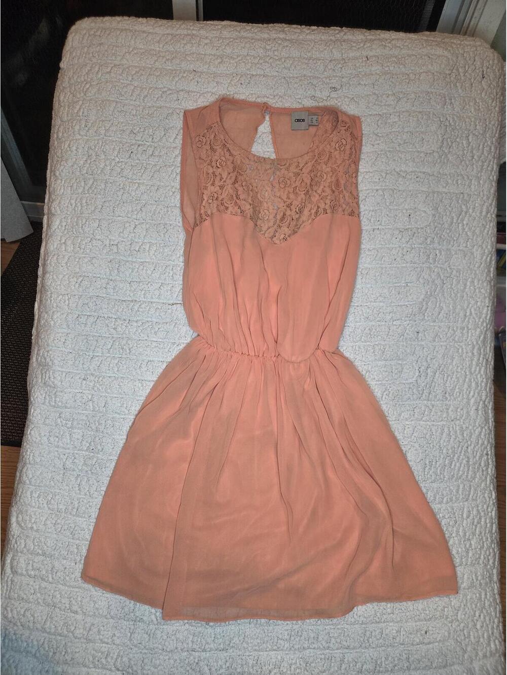 ASOS Peach Lace Detail Sleeveless Dress - size 4